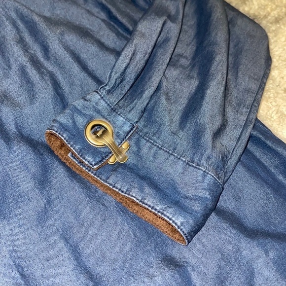 NWOT Soft Surroundings Plus Size Denim Chambray Tencel Weekend Top - Picture 7 of 11